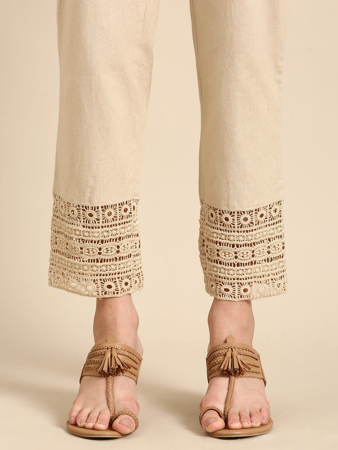 Beige Crochet Pants