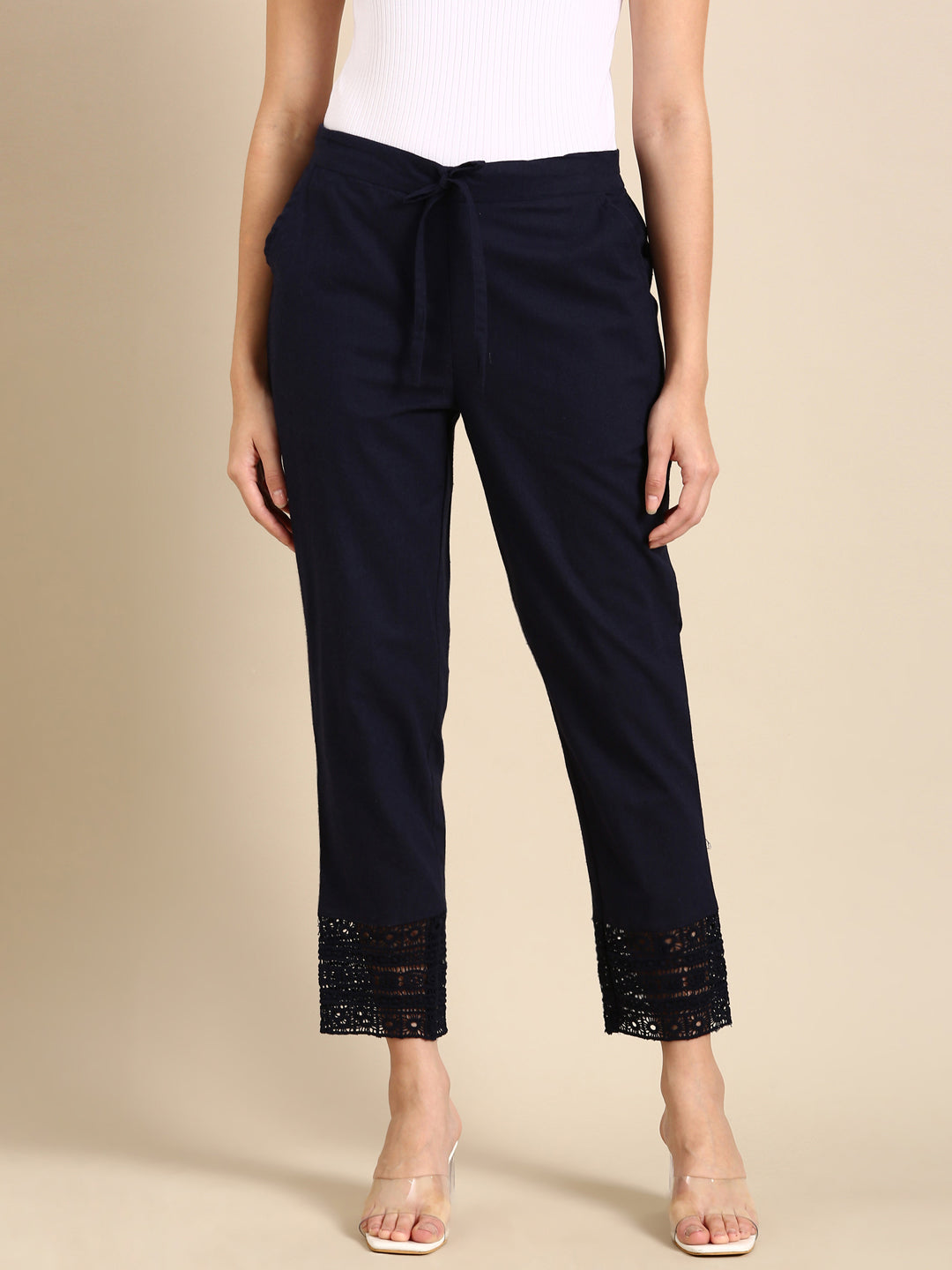 Navy Blue Crochet Pants