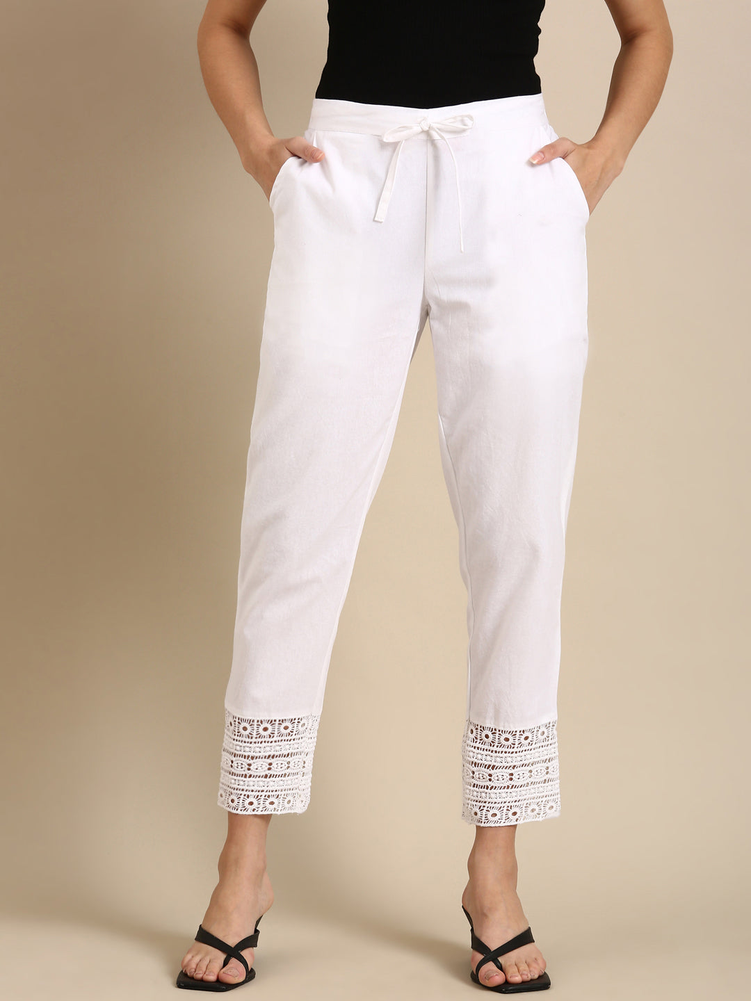 White Crochet Pants