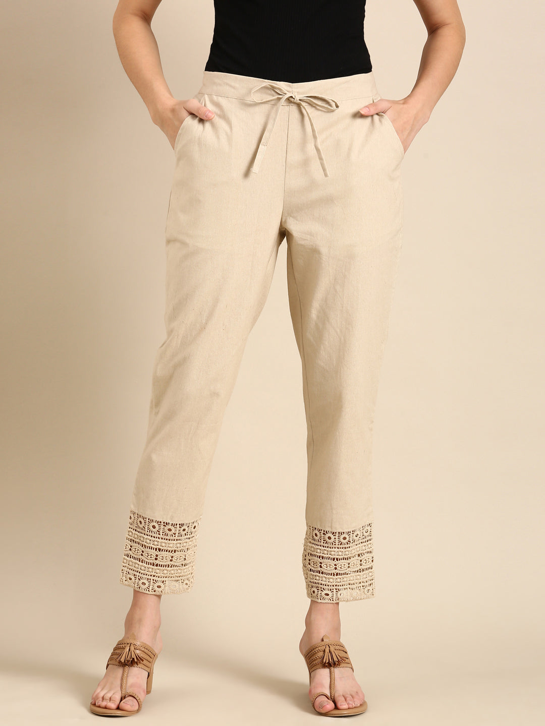 Beige Crochet Pants