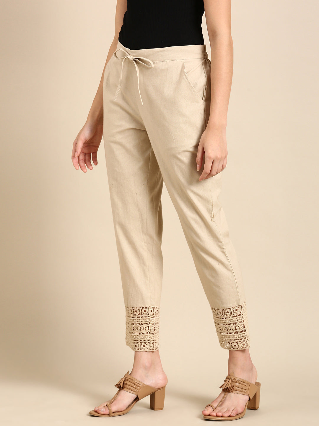 Beige Crochet Pants