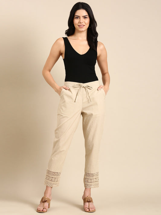 Beige Crochet Pants