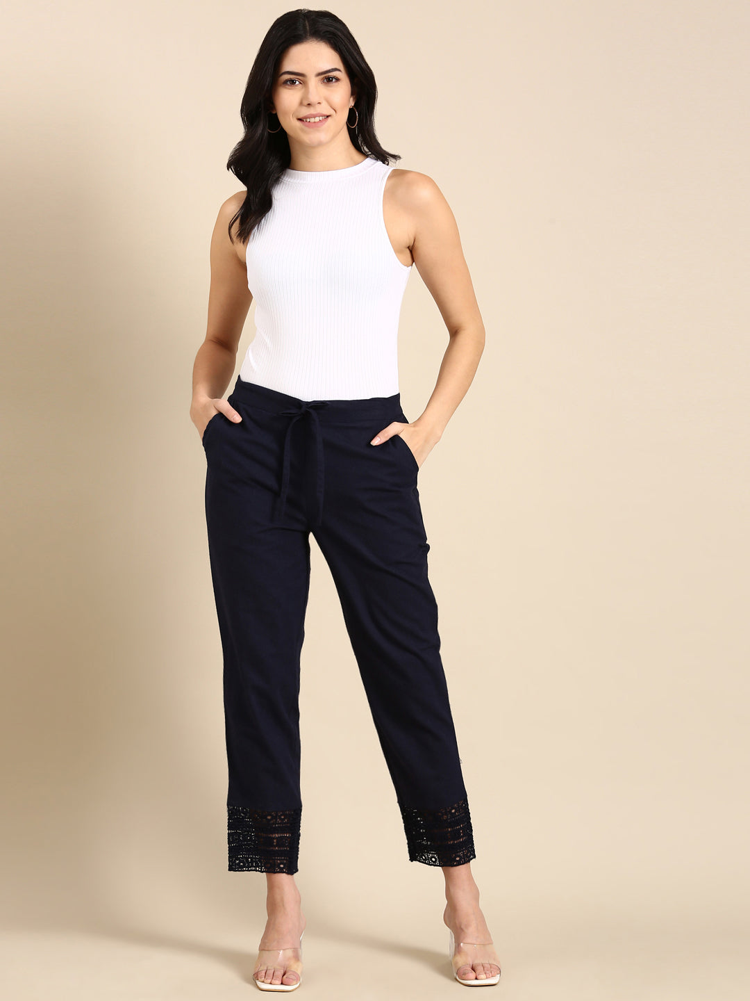 Navy Blue Crochet Pants